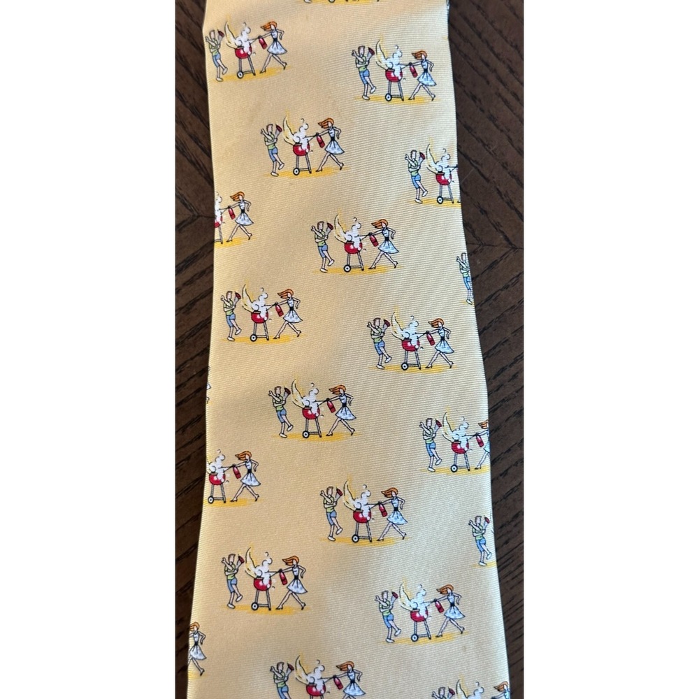 BBQ Bar-B-Que Land's End Father's Day Yellow Dress Suit Neck Tie Summer
